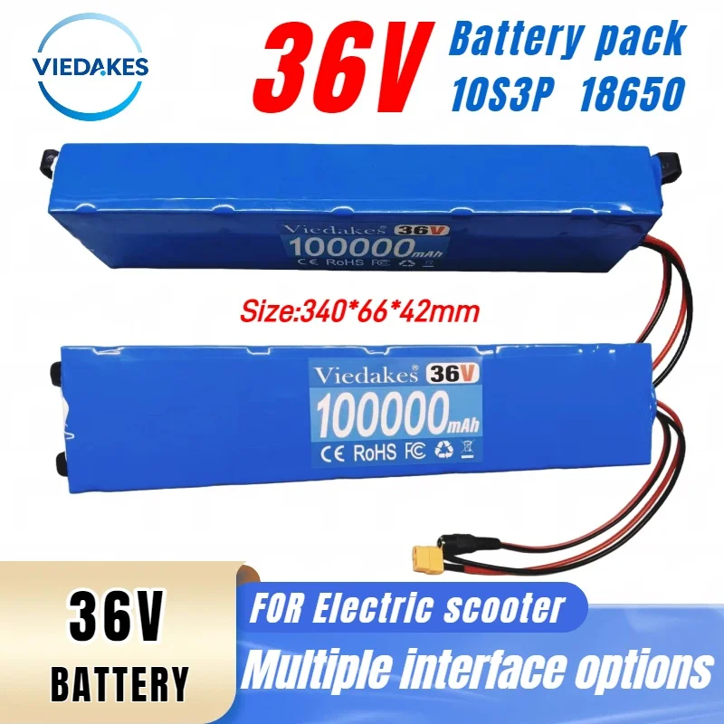 

36V Electric Scooter Replacement Battery 10A | 4-in-1 Connector Options (XT60/XT30/SM/JST/DC) | Find Your Perfect Match