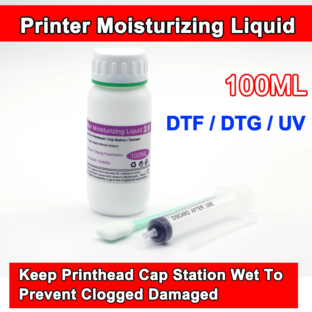 

100ml Moisturizing Liquid For Printhead Cap Top Station Moisturizer Cleaning Unit Pump DTF DTG Sublimation UV Maintenance Tool