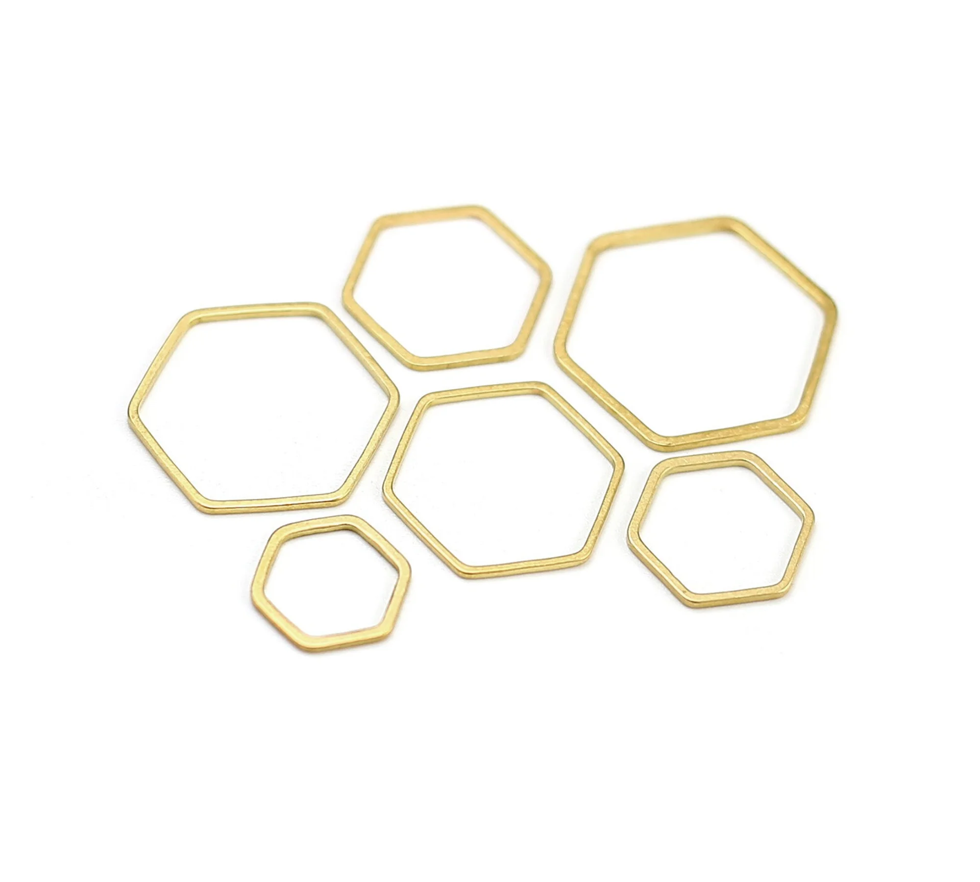 Латунный шестигранный шарм, геометрический разъем для сережек, необработанная латунь, 8 мм, 10 мм, 12 мм, 14 мм, 16 мм, 18 мм, 20 мм, 25 мм, 30 мм, ювелирные изделия R1820