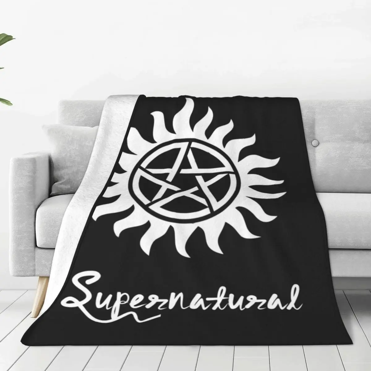 Supernatural Blankets Mystery Logo Camping Flannel Throw Blanket Warm Soft Outdoor Design Bedspread Gift Idea