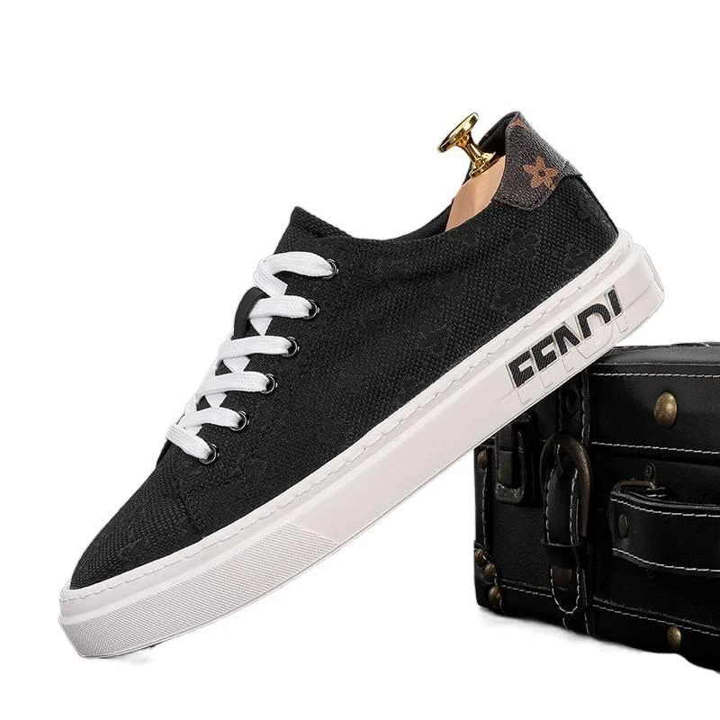 

New Spring Men's Shoes Chinese Style Breathable Plaid Lace-up Low-top Men's Casual Canvas Shoes