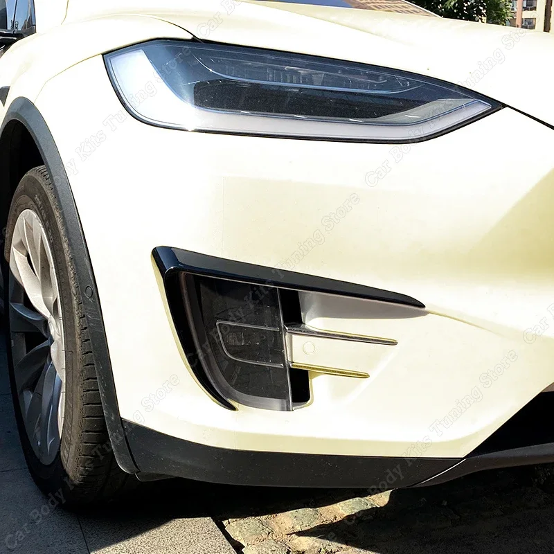 Car Front Bumper Splitter Cover Lip Fog Lamp Grille Spoiler Wind Knife Trim Body Kits Accessories for Tesla Model X 2015-2020