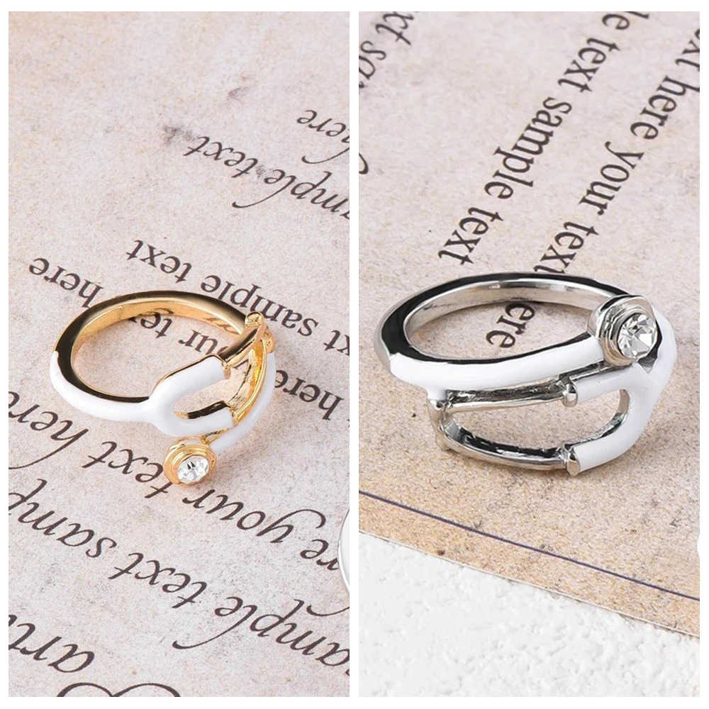 4 Colors Stethoscope Open Rings with Crystal Medical Medicine Adjustable Ring Jewelry for Doctor Nurse Gifts - Image 4