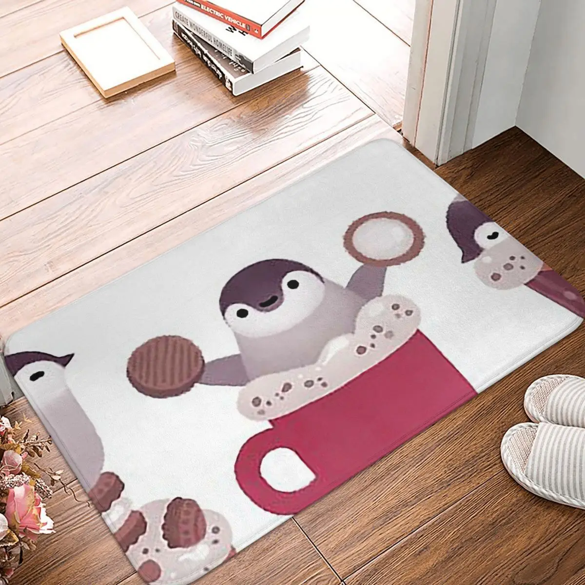 Cookie Cream And Penguin Non-slip Doormat Floor Mat Washable Carpet Rug for Kitchen Entrance Home Bedroom Footpad Mats