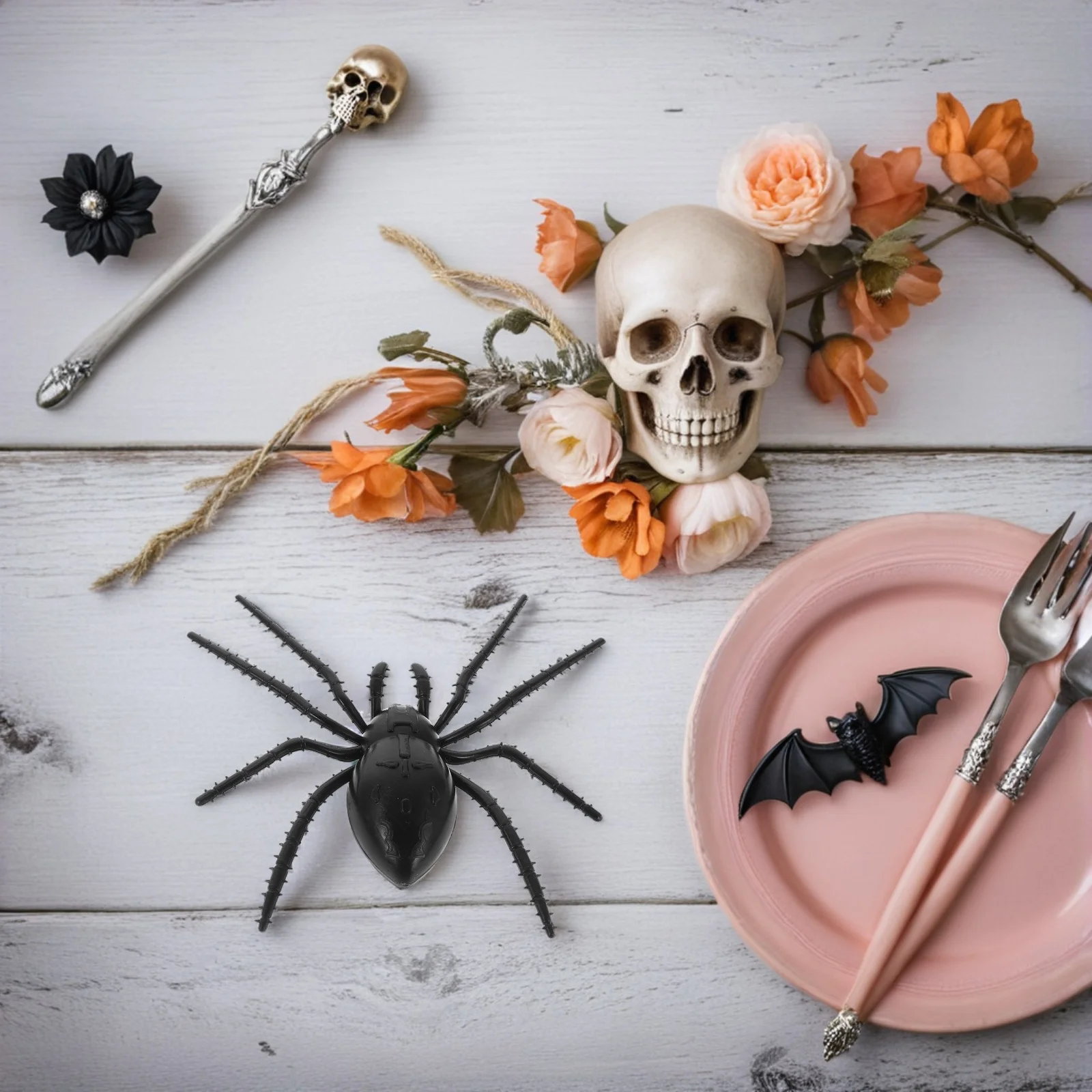 

20 PCS Spider Decoration Halloween Surprise Toys Large Fake Spiders Props Black Plastic Simulated Scare Fun Realistic Big