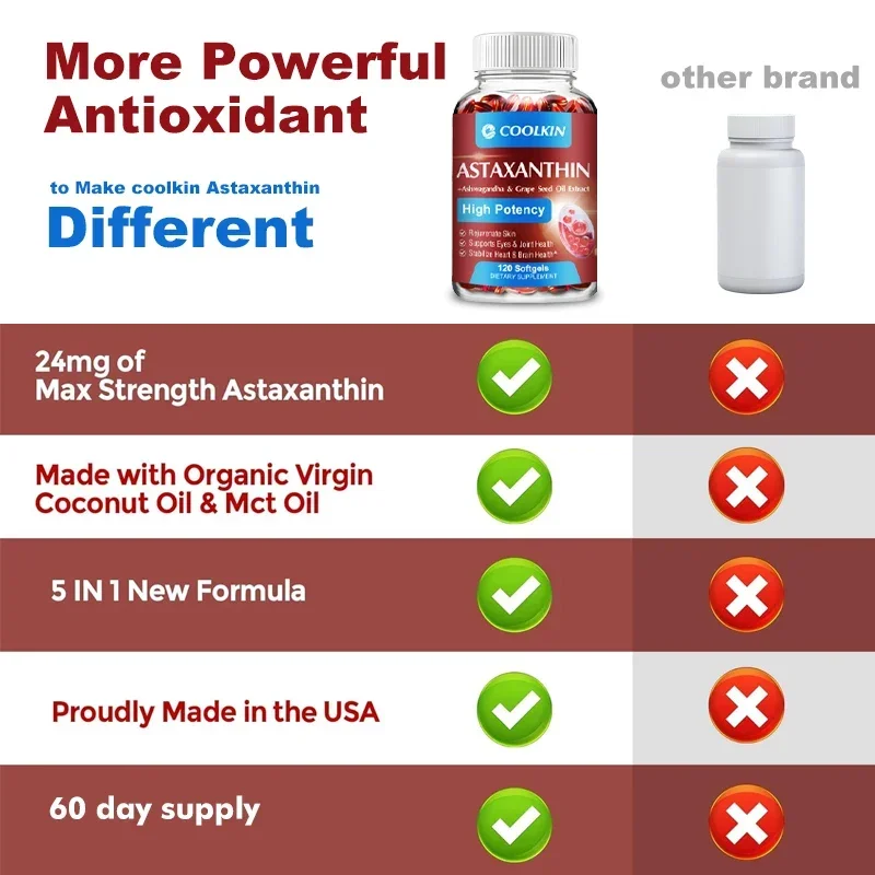 Astaxanthin Supplement - Contains Grapeseed Oil, Coconut Oil, and MCT Oil To Support Immune System and Joint Health