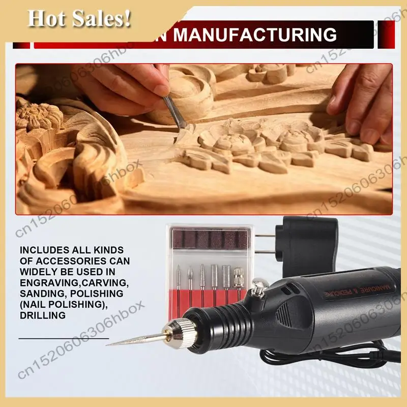 -Harapan Pena Pengukir Elektrik, Kit Alat Ukir untuk Batu Kaca Logam Perhiasan Kayu Plastik dengan Kepala Pemoles, Scriber E