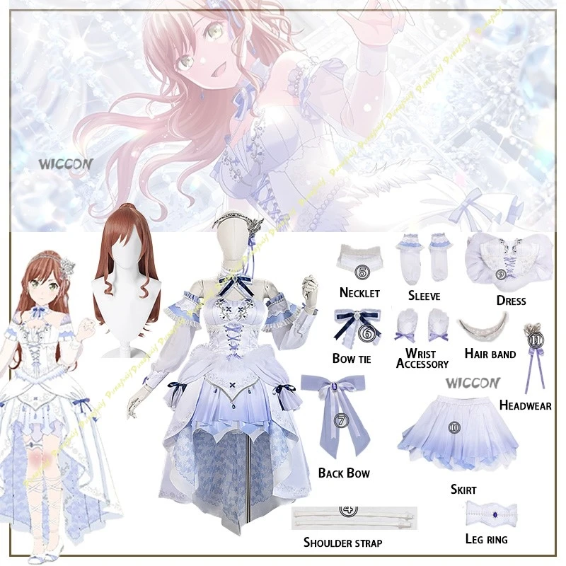 

Bang Dream Cosplay Costumes Imai lisa Woman Suit Wig Dress Skirt Anime Games Bow Tie Blue Headwear Necklet Christmas Halloween