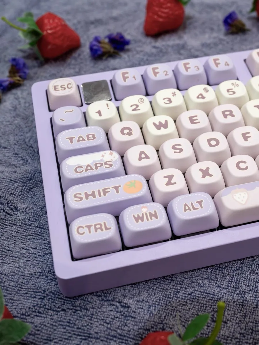 140 Keys Strawberry Taro Paste MOA Height Key Cap Cute gift Sublimation Mechanical Keyboard Keycaps Keyboard Cap