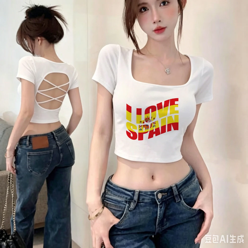 Top corto estilo shoujo de España, camisetas emo cutecore, camisetas baratas estilo baddie de Japón