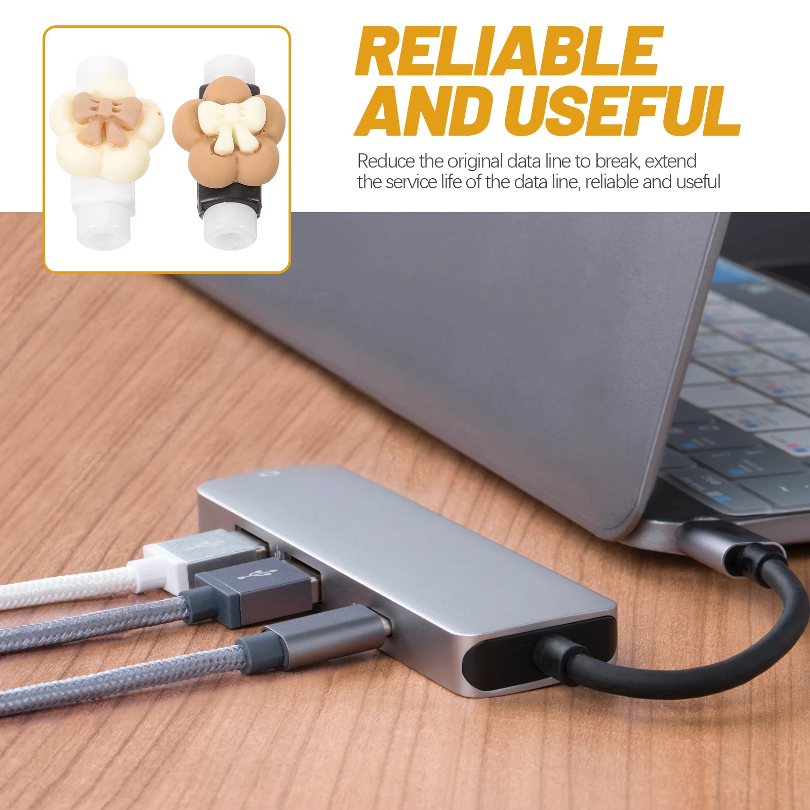 

8pcs Data Cable Protector Cartoon Flower Bowknot Design Durable Plastic Resin Cable Protector For Usb Charging Line Cute Cord