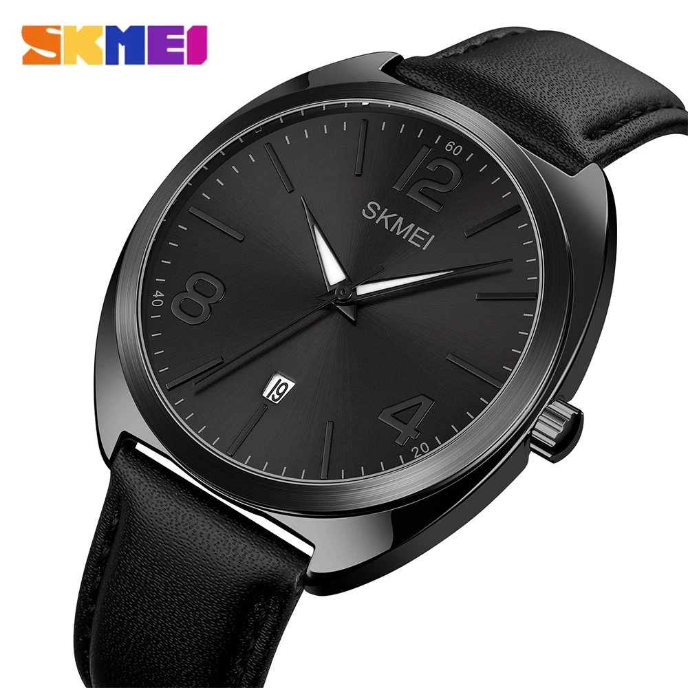 

SKMEI Top Luxury Brand Sports Watches For Men Fashion Simple Leather Band Quartz Watch Classic Round Dial Waterproof Wristwatch