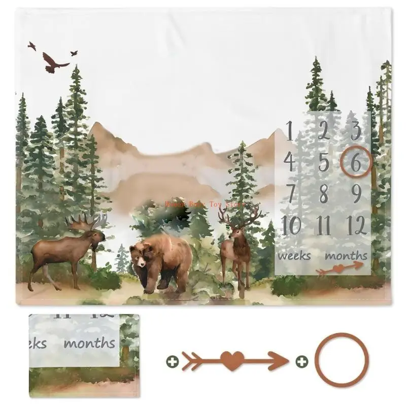J0PF Infants Baby Milestones Blanket Photography Props Photoshoots Backdrops Cloth for Boy Girls Growth Commemorative Cloth