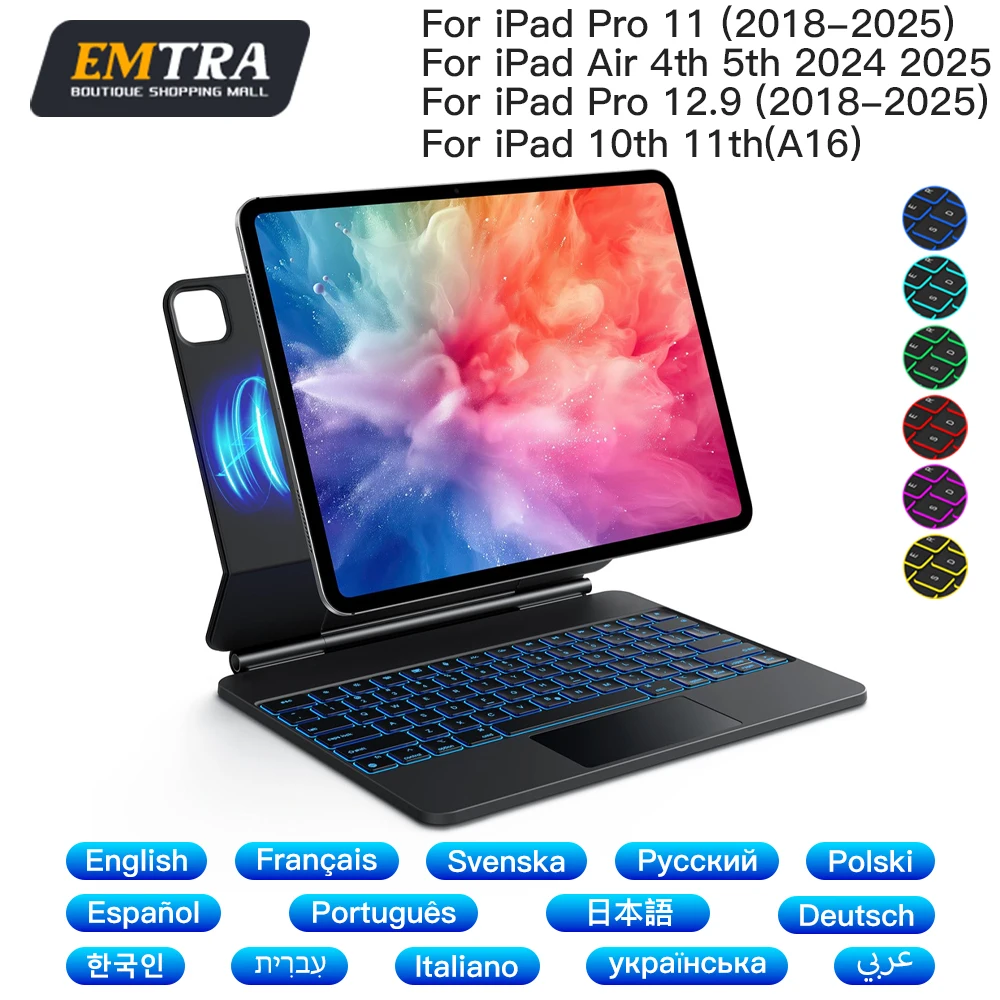 

Magic Keyboard for iPad Pro 11 10.9 12.9inch Air 4 Air 5 for iPad 10th Generation Pro 12.9 6th 5th 4th 3rd Gen Backlit keyboard