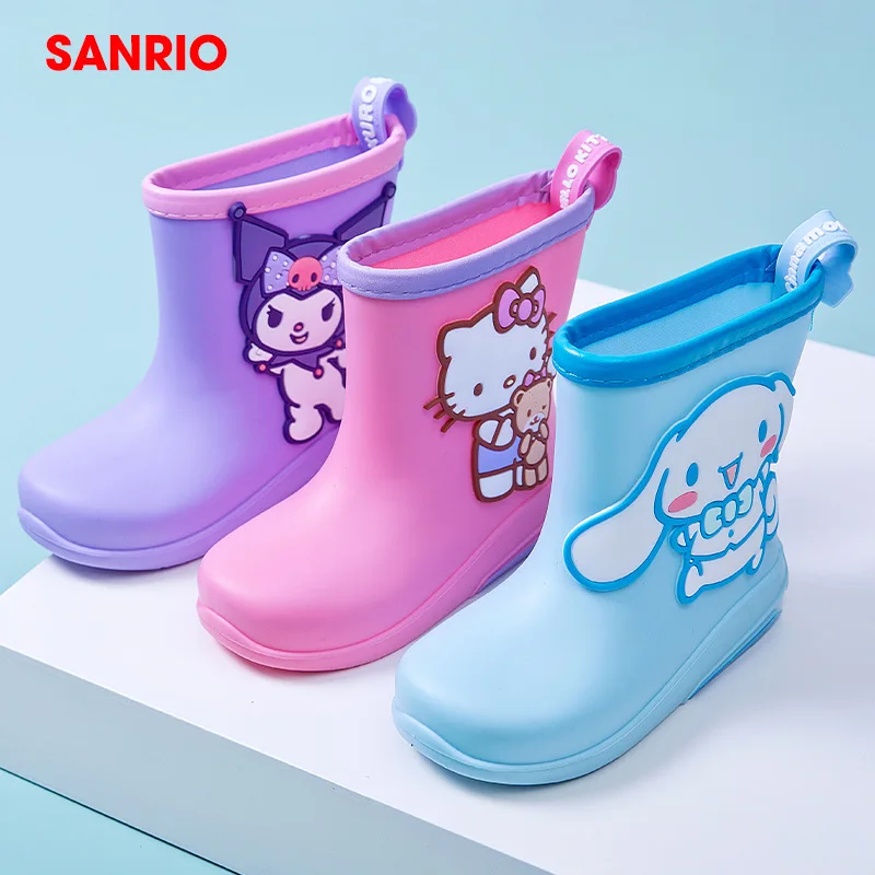 Sanrios Cartoon Rain Boots Hello Kittys Rain Waterproof Shoes Thicken Wear-Resistant Rain Boots Child Wear Outside Low Boots