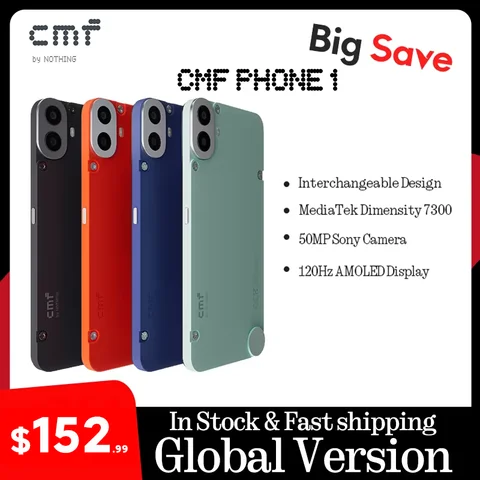 글로벌 버전 CMF Phone 1 6.67 AMOLED 디스플레이 120Hz Mediatek Dimensity 7300 50MP 5,000mAh IP52 33W 고속 충전 Phone1