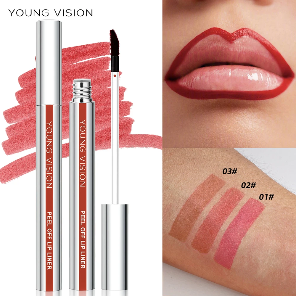 YOUNG VISION Tear-Off Lip Liner Peel-Off Lip Liner Matte Smudge-Free Hook & Loop Lip Pencil Makeup Pencil 3 color