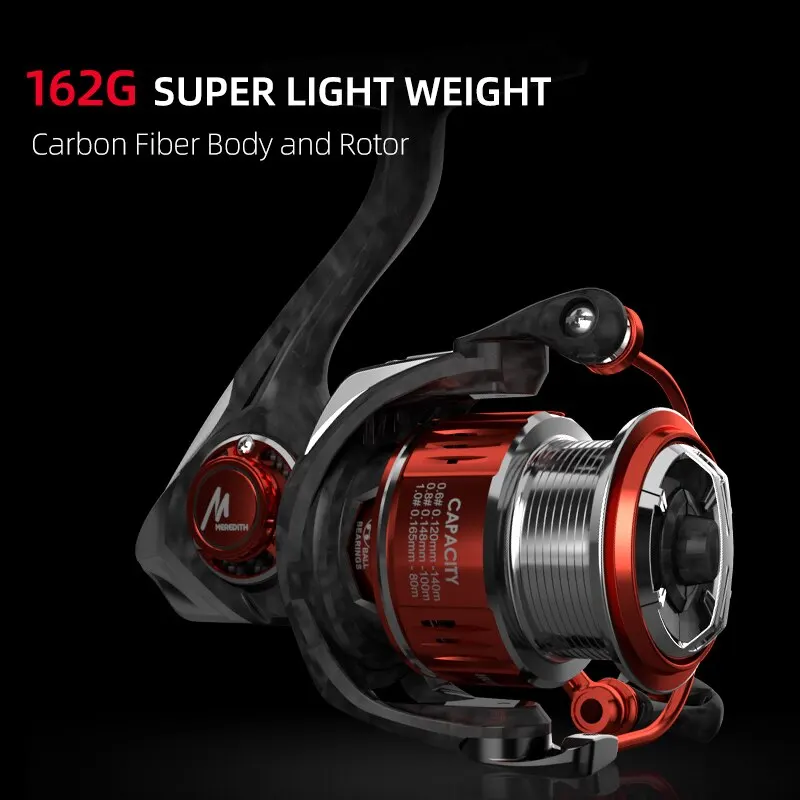 MEREDITH ZE Series Spin Finesse System Spinning Reel 5KG Max Drag 8BB+1RB 5.2:1 Gear Ratio 160g Weight Fishing Reel