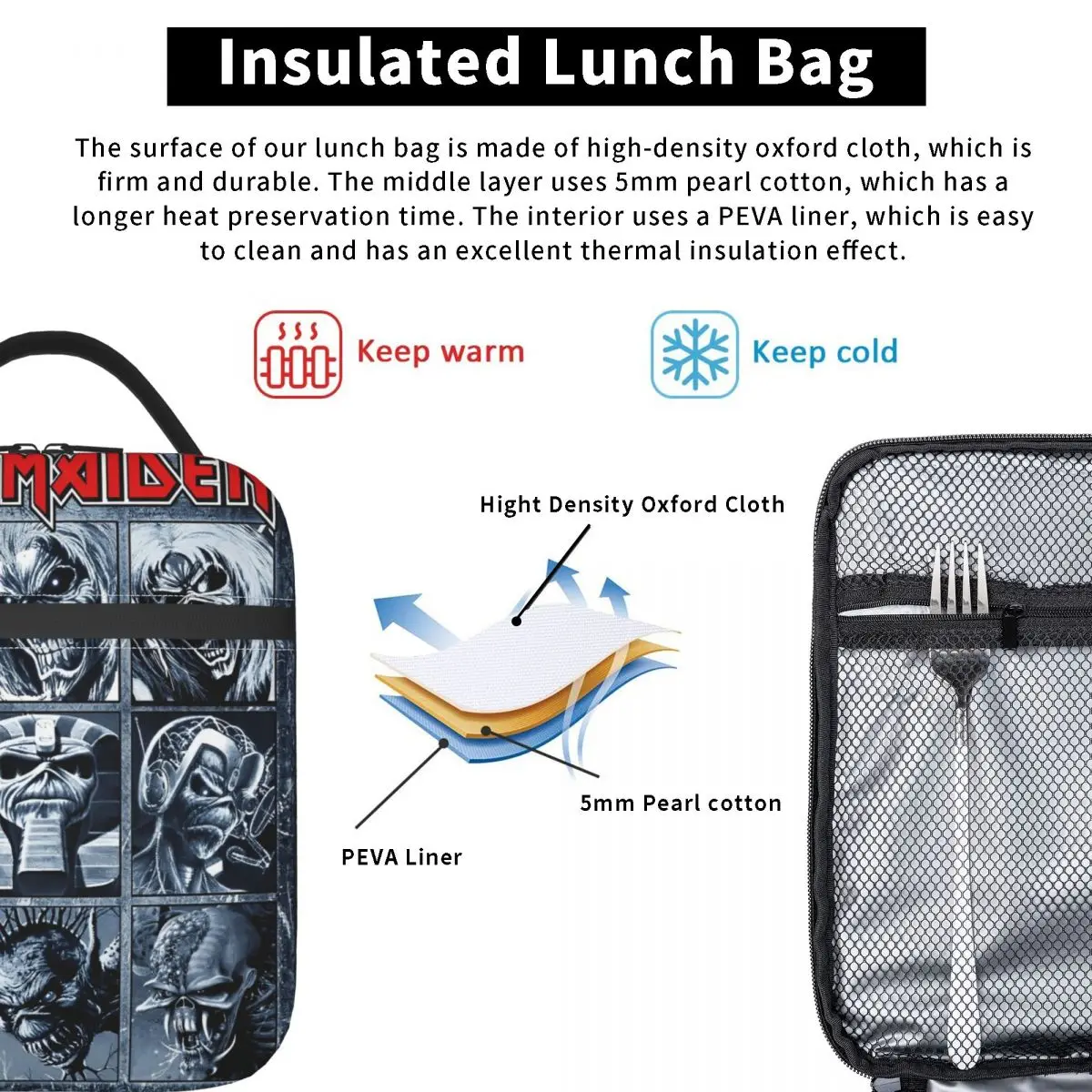 Tas Makan Siang Berinsulasi Logam Berat Khusus Kapasitas Tinggi, Wadah Makanan, Tas Pendingin, Tas Jinjing, Kotak Makan Siang, Tas Makan Piknik Kantor