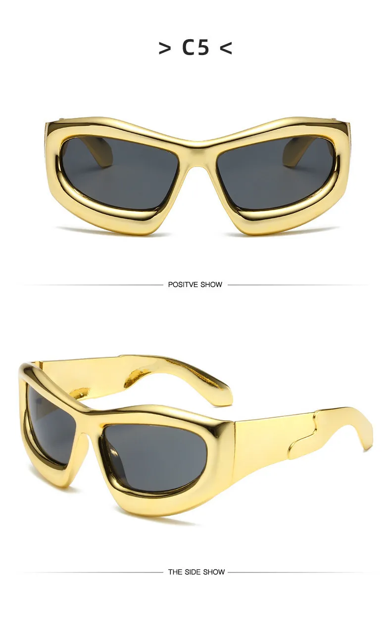 Neue Mode Blau Spiegel Y2k Sonnenbrille Für Frauen Vintage Übergroßen Cat Eye Sonnenbrille Männer Hip Hop Punk Brillen Weibliche Shades – Detail 7