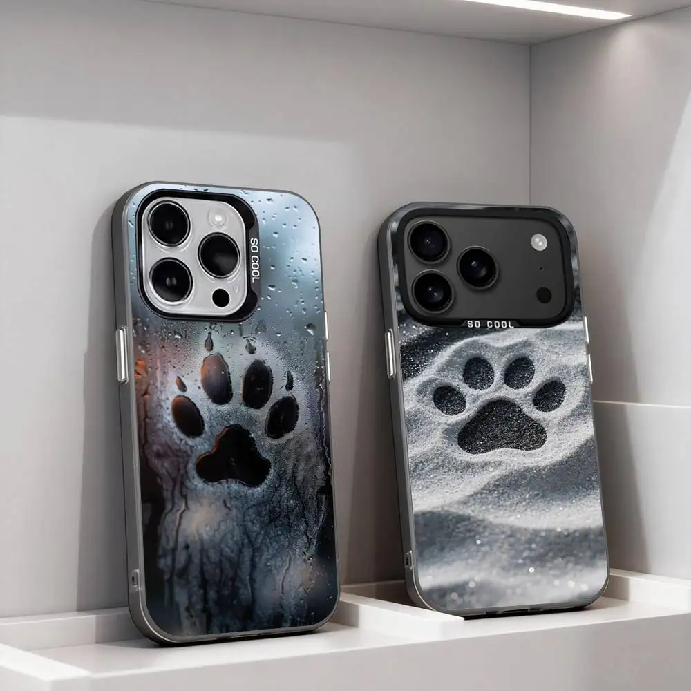 

Dog Footprints Puppy Paw Phone Case For iPhone 11,12,13,14,15,16,17,Pro,Max,Plus,E,Air,Mini IMD Matte Black