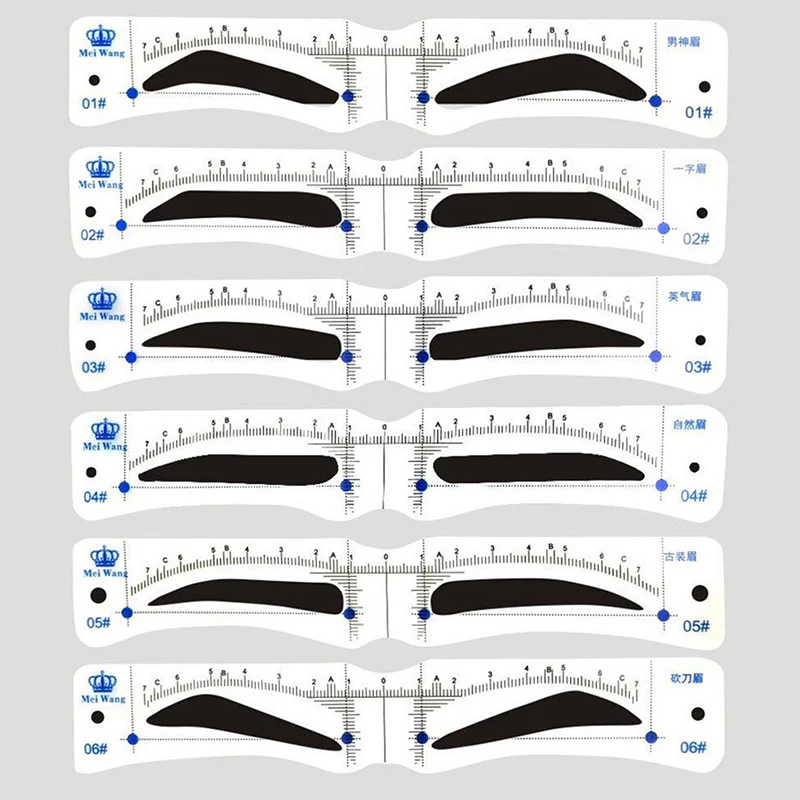 Reutilizável Sobrancelha Shaper, Brow Definer Stamp Card, Ferramenta de maquiagem DIY para homem, 12pcs