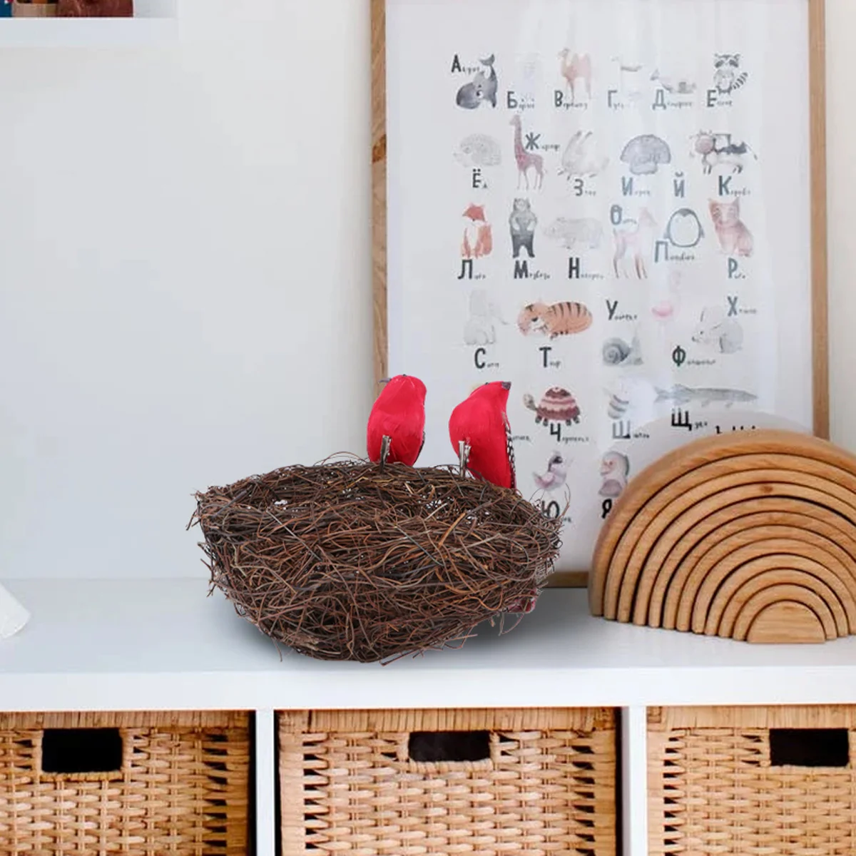 

6pcs Egg Birds Ornament Rattan Foam For Home Office Bar Kids Room Party Nest Decor Artificial Nest Fake Bird Bird Egg Decor