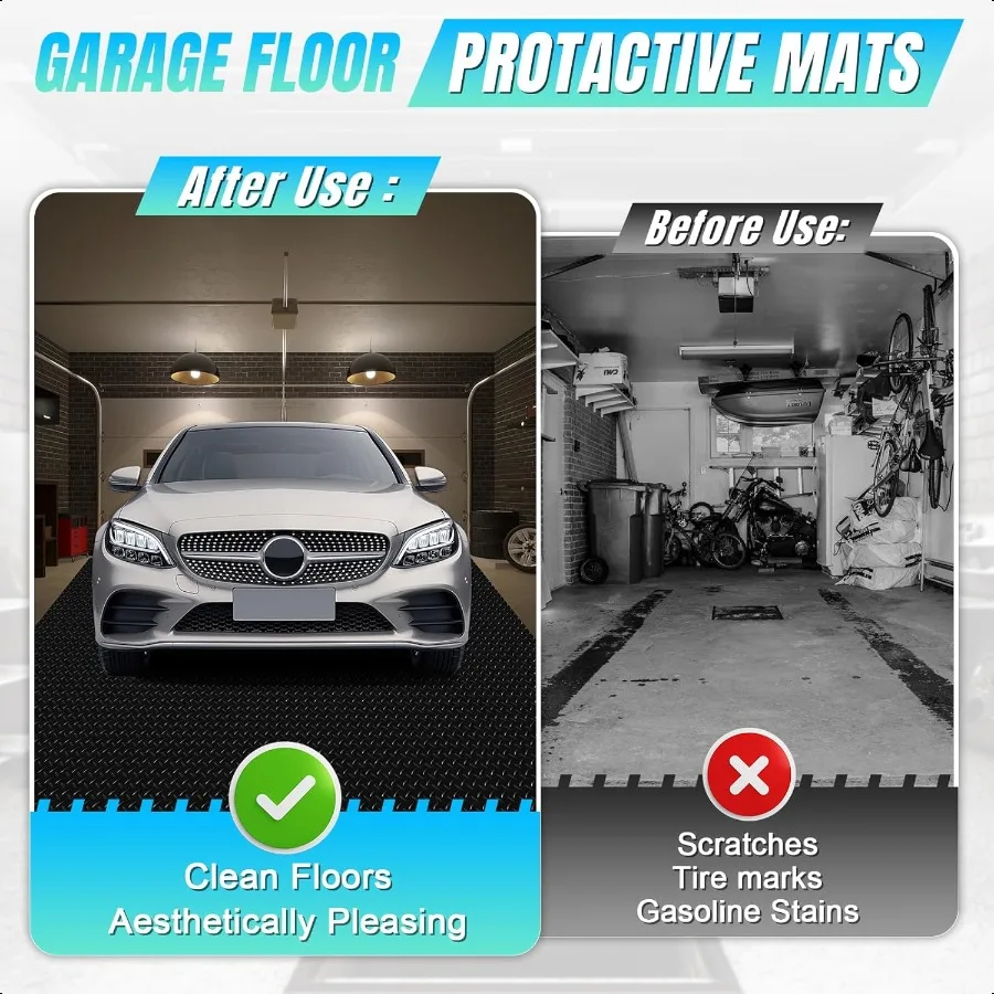 4x7 أقدام المرآب الكلمة حصيرة الماس لوحة المطاط الأرضيات لفة PVC المرآب الأرضيات لفات لسيارة كبيرة سيارات الدفع الرباعي شاحنة صغيرة RV #5