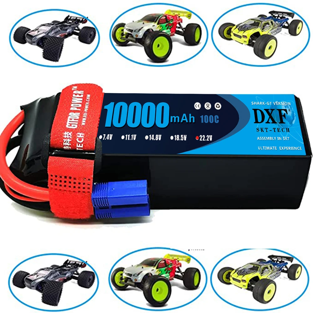 DXF 6S 22.2V 10000mAh Lipo Battery 15.2V 14.8V 11.1V 7.4V 4S 3S 2S 6500mAh 7000mAh 8000mAh 8400mAh 9200mAh 5200mAh for RC Car