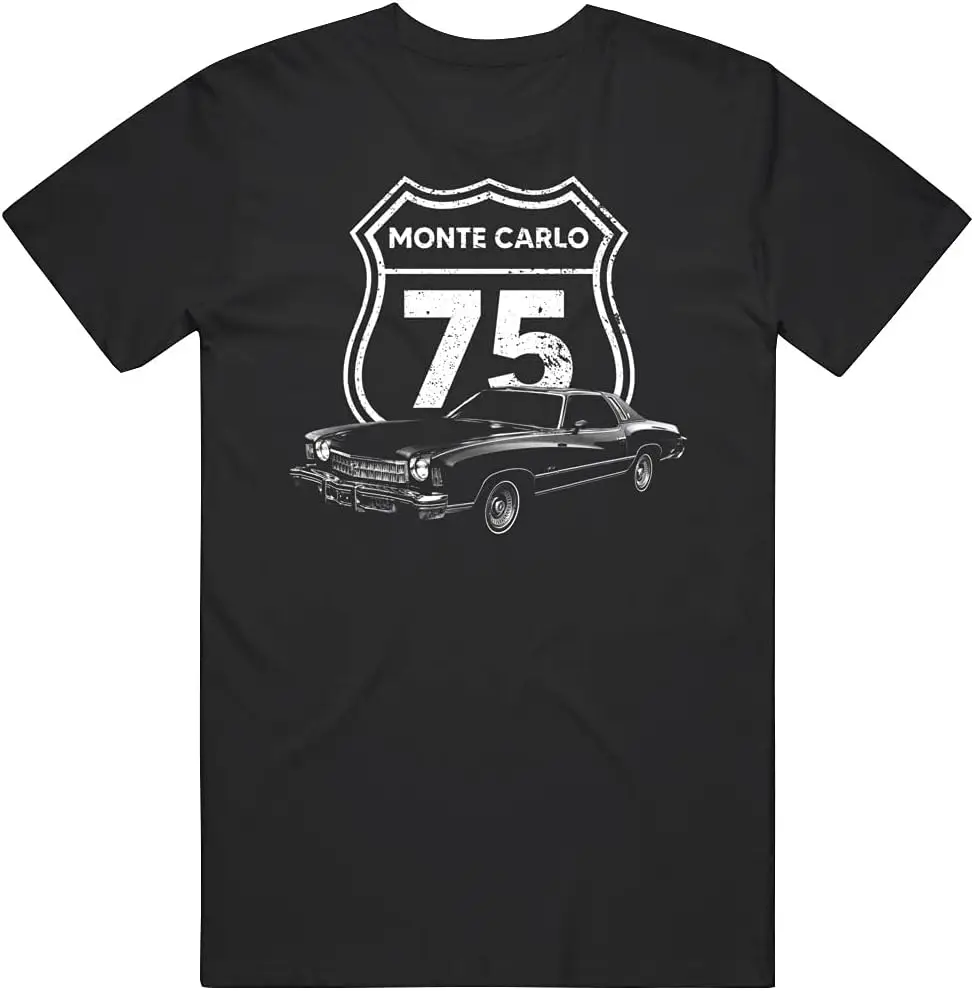 1975 Monte Carlo Front Three Quarter View with Model Year T Shirt