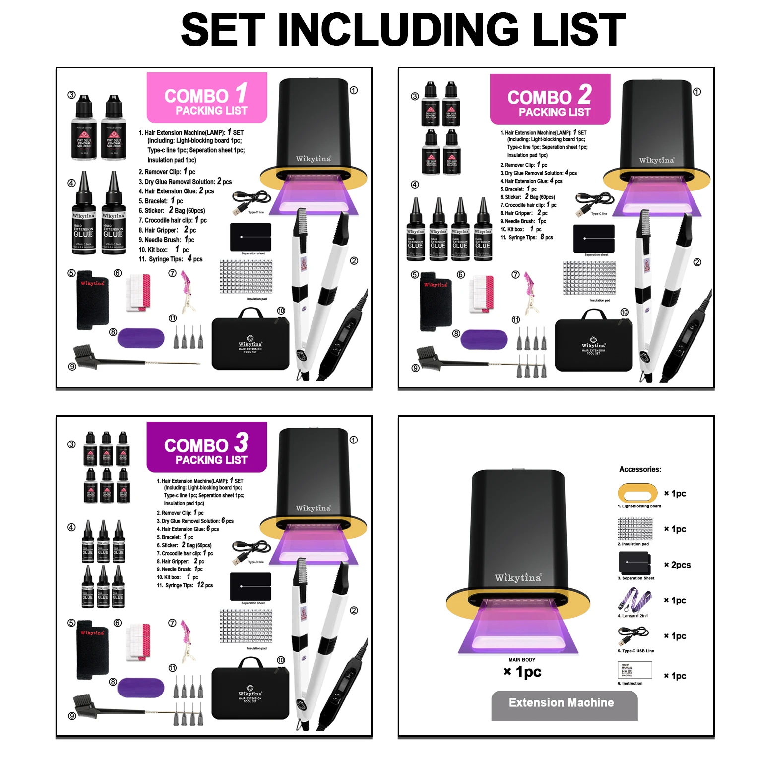 Wikytina V Light UV Light Hair Extension Kit Tools Set, Combo, UV Glue Remover Machine - Premium Salon Styling Tools Set Upgrade