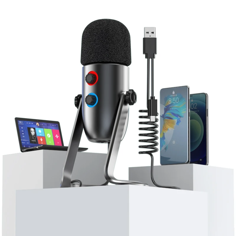 

Professional Recording Studio Condenser Microphone Desktop Live Broadcast Microphone Mic for Pc