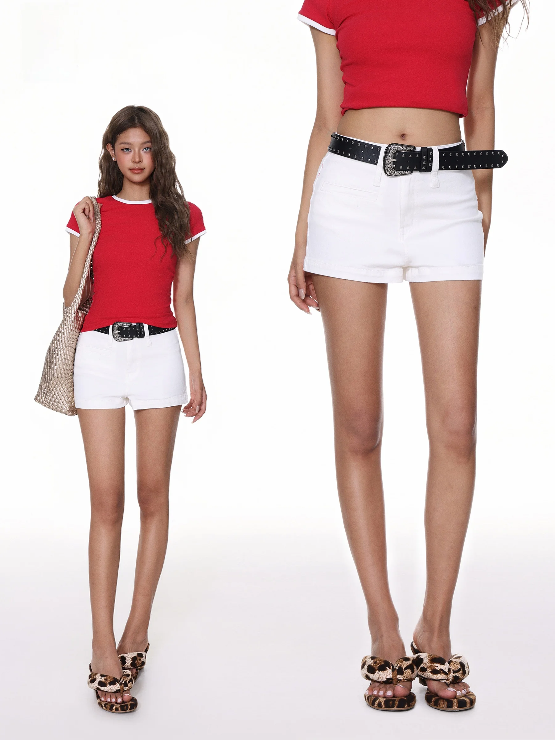 

Женские летние джинсовые шорты с высокой талией, утягивающие, прямого кроя, на молнии, повседневные, в уличном стиле от IYUE