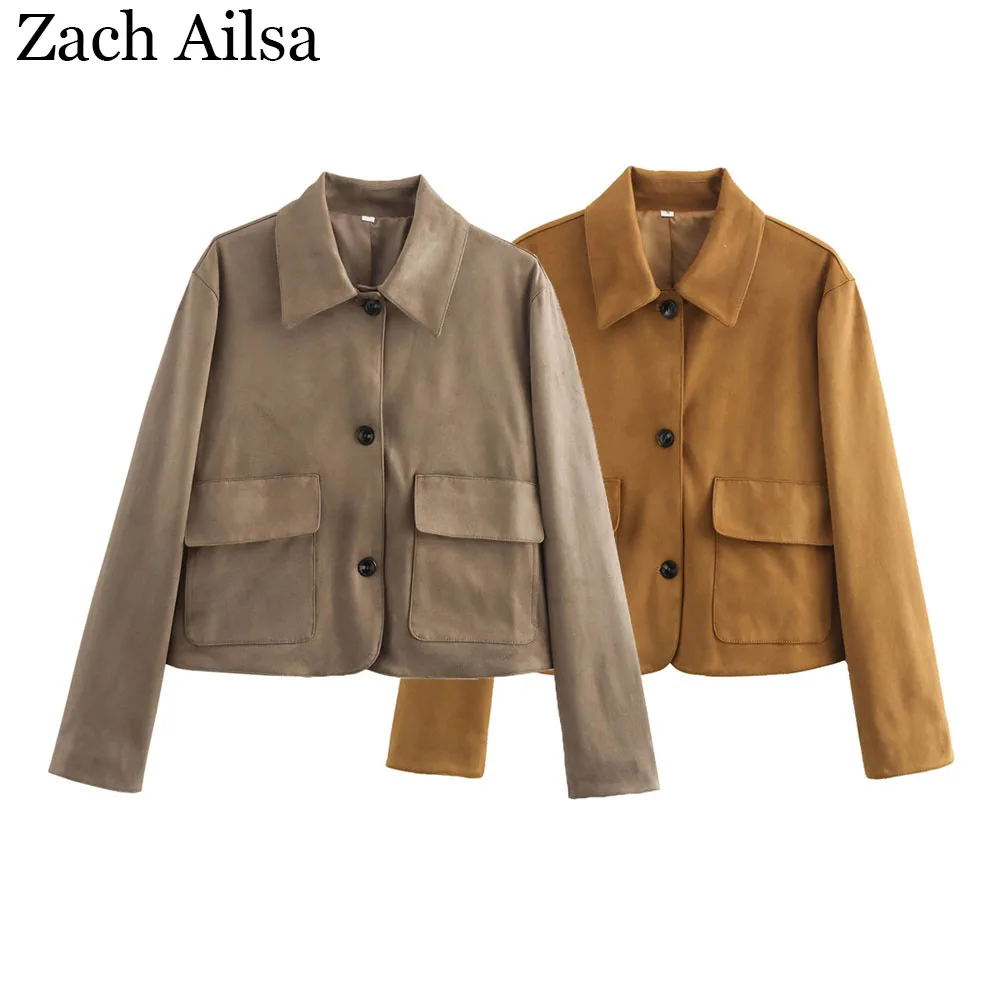 

Autumn new women's clothing style casual loose collar long sleeved musk velvet jacket short jacket