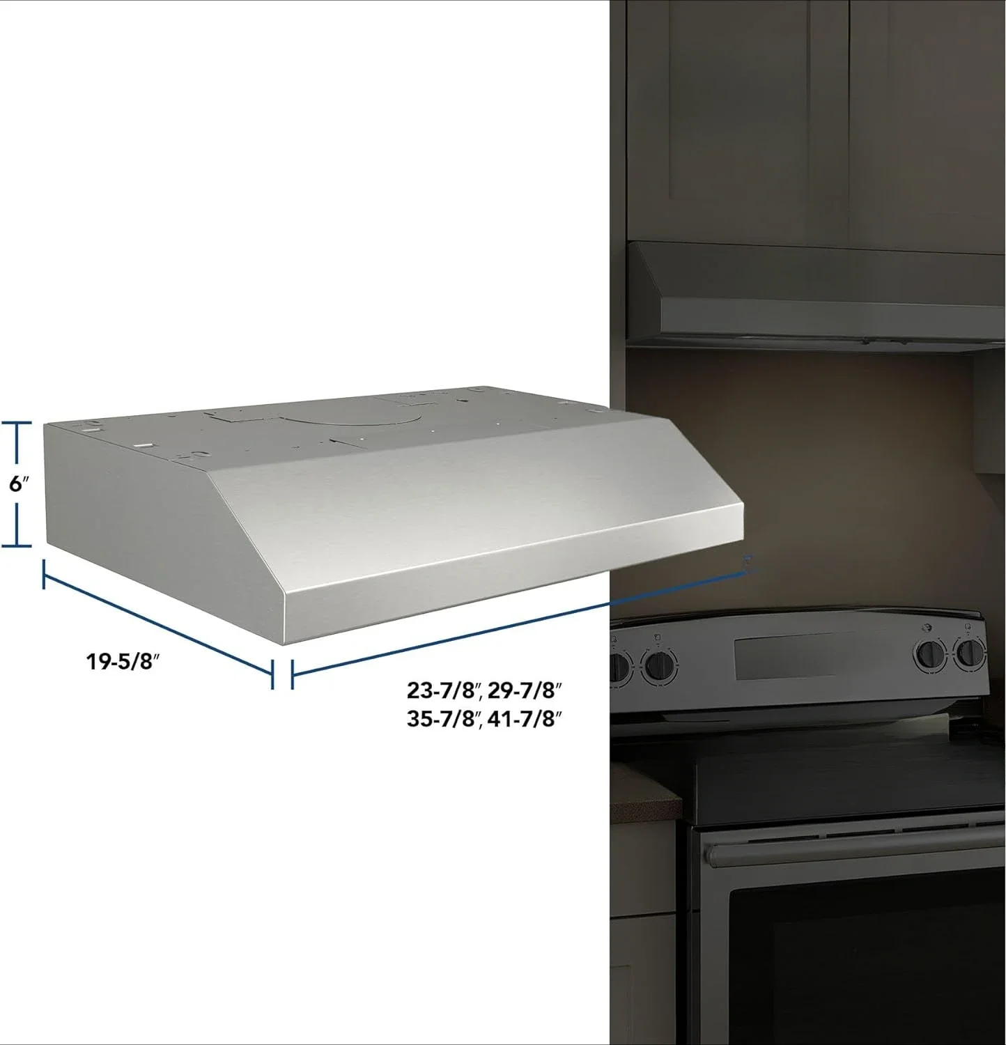 home.42-inch Under-Cabinet 4-Way Convertible Range Hood with 2-Speed Exhaust Fan and Light