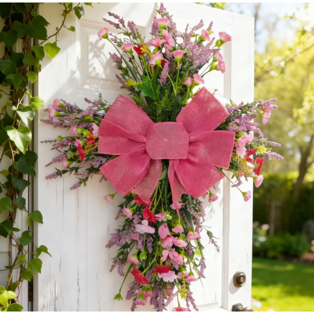 

Искусственный венок для входной двери, пасхальное украшение, лента-бант, эвкалиптовый венок, весенний декор для крыльца, для дома и улицы