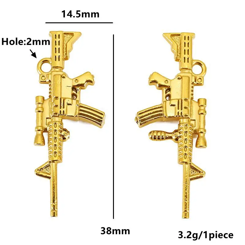 3pcs Stainless Steel Vintage Simulation Gun Charm Pistol Shape Pendant for DIY Necklace Punk Keychain Jewelry Making Accessories - Image 3