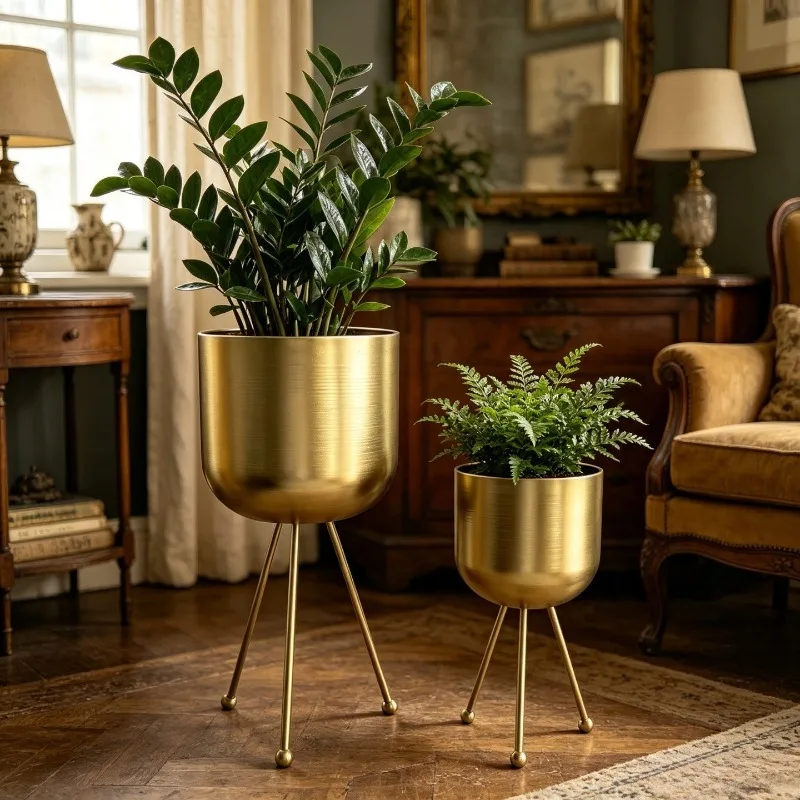 Iron Flower Pot Modern Elegant Creative Art Three Legged Flower Pots Luxury Pretty Planters Nordic Aesthetic Garden Utensils