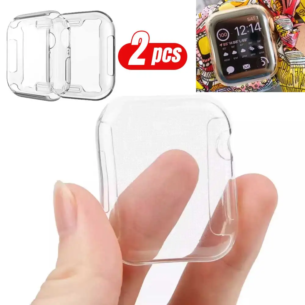 Klare Hülle für Apple Watch 45 mm 41 mm 44 mm 40 mm 46 mm 42 mm Displayschutzfolie Vollständige Abdeckung TPU Bumper iWatch Serie 10 9 8 7 SE 6 5 4
