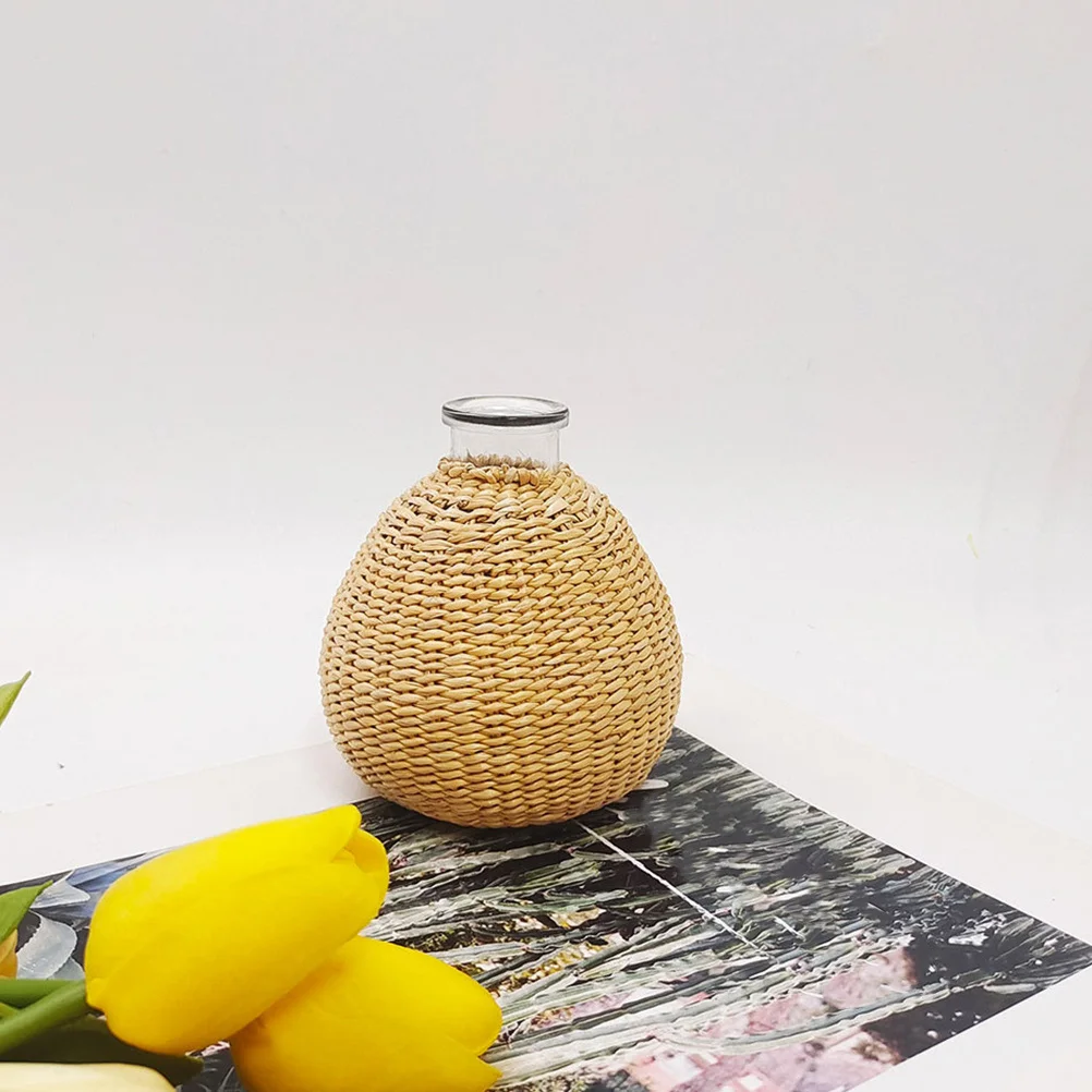 

Creative Rattan Vase Hand Woven Design Artistic Touch Suitable Family Friends Gift Rattan Vase Dried Flower Container