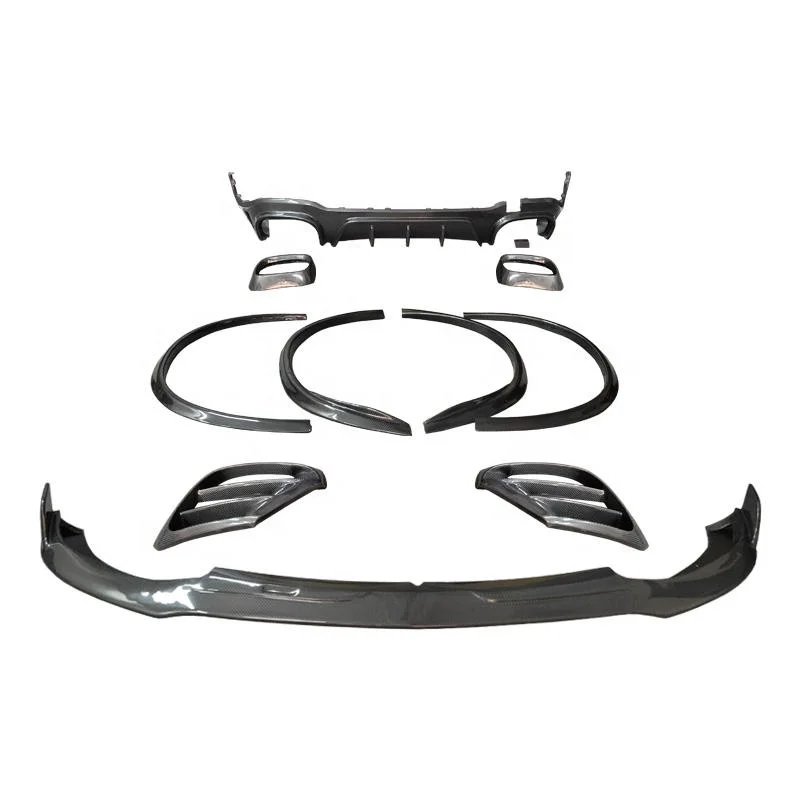 Carbon Fiber Body Kit Front Rear Lip Tuyere Wheel Eyebrow Top Wing Is Suitable for Benz GLC Modified B Style Car Front Lip Fits