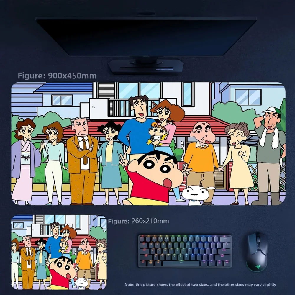 Anime Crayon Shin-chan and His Family and Friends Leather Non-slip Mouse Pad Children's Comic Style Waterproof Leather Table Mat