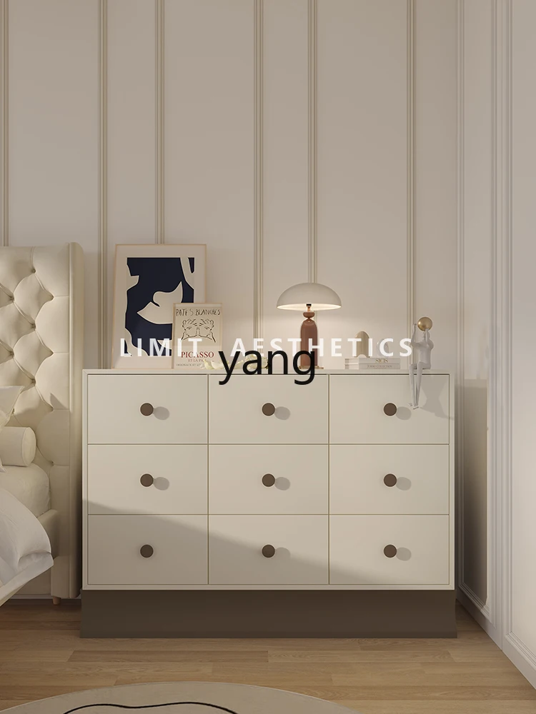 Yjq Bedroom Cream Style Six Bucket Storage Organizer 9 Chest of Drawers Living Room Storage Makeup Product Cabinet