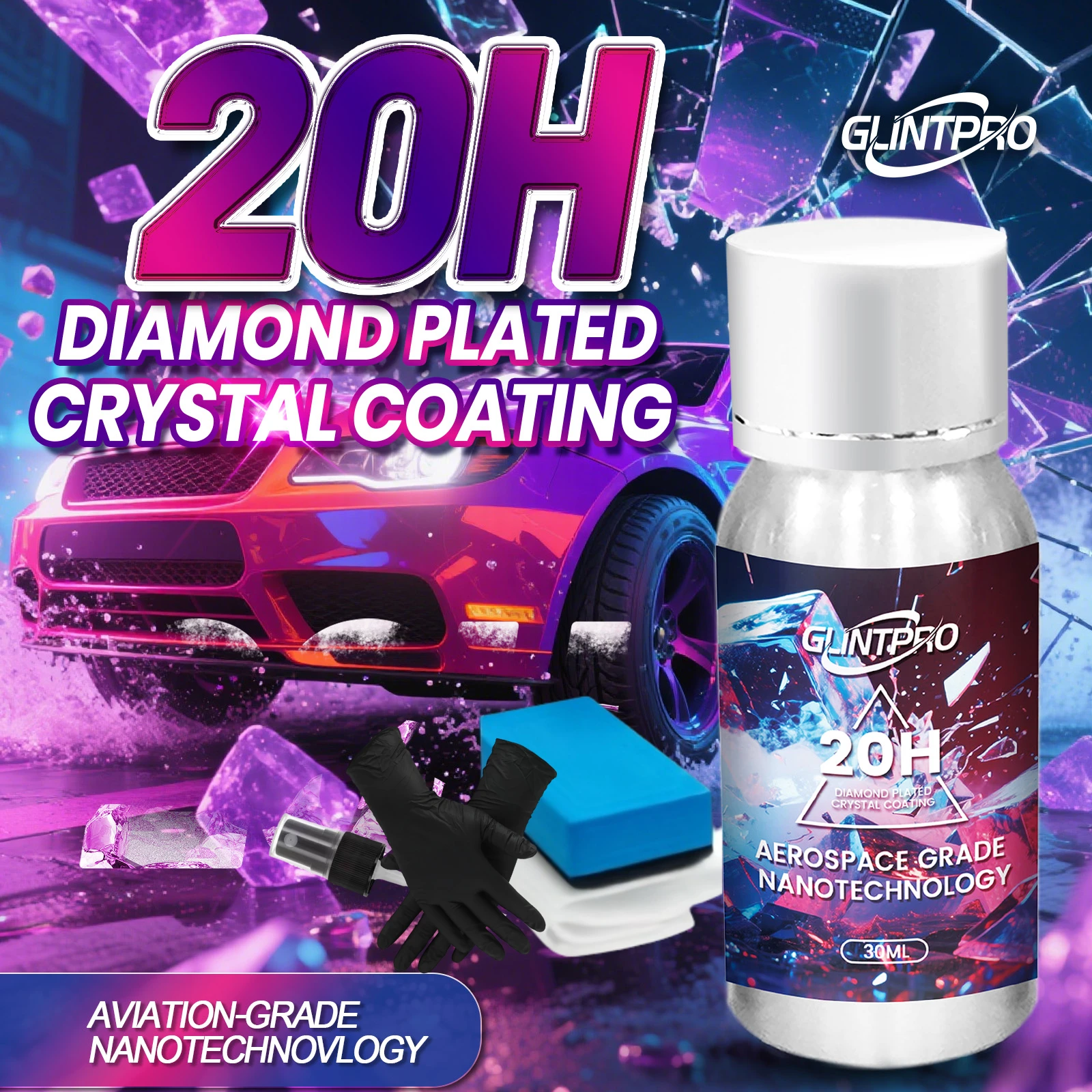 

Автомобильный лак, 20 часов, керамическое покрытие, глянцевое, против царапин, гидрофобное автомобильное восковое покрытие, средства по уходу за автомобилем (30 мл)