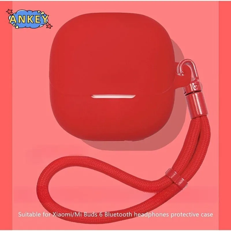 

Чехол для наушников Xiaomi Buds 6, силиконовый, с крючком, защитный, ударопрочный, с нейлоновым шнурком