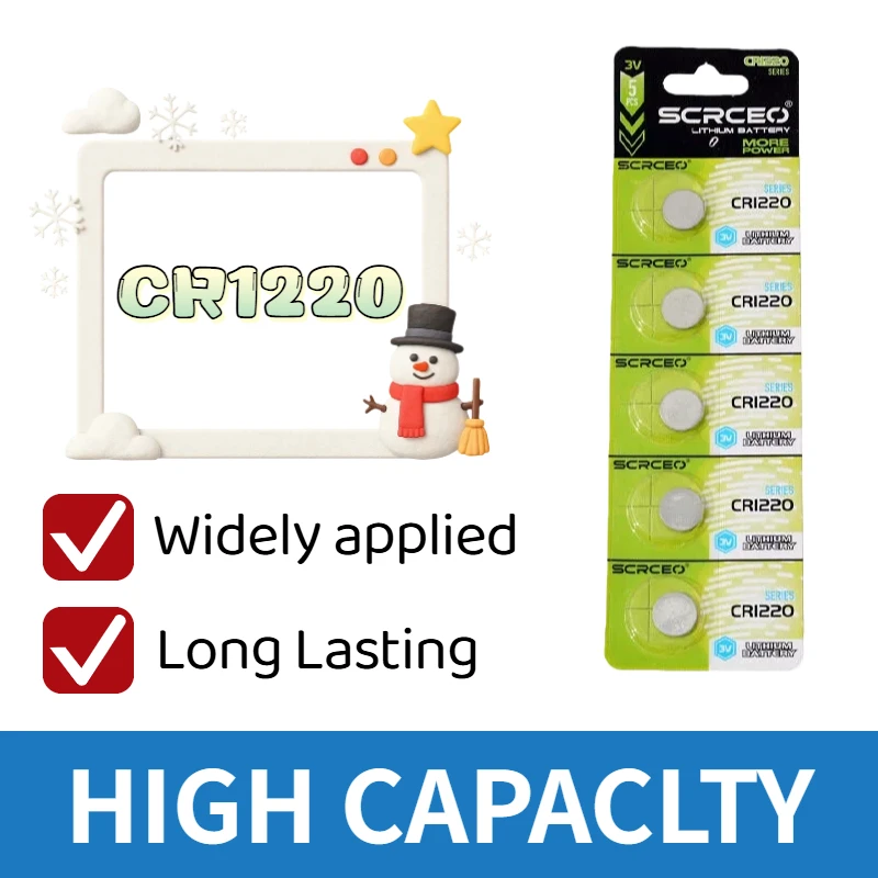 

CR1220 New Coins Cell Batteries Replaces for BR1220 ECR1220 DL1220 Watch Toys Car Key 3V Lithium Button Battery