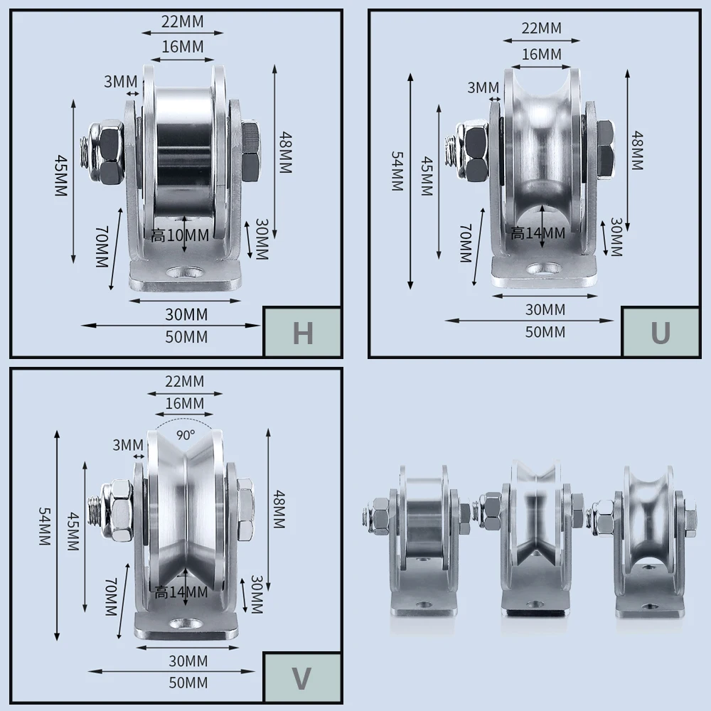 Groove Wheel Pulley Stainless Steel Pulley Block Super Silent Single Pulley Block for DIY Gym Equipment Sliding Gate