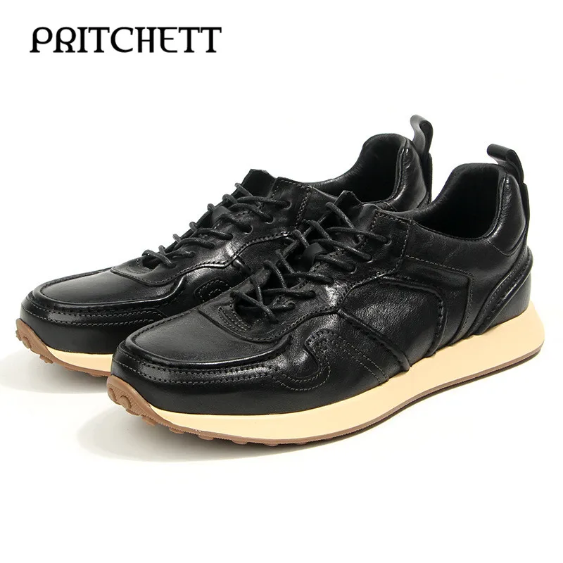 Genuine Leather Lace-Up Sneakers Retro Distressed Comfortable Casual Shoes Stylish Personality Forrest Gump Shoes Men's Shoes