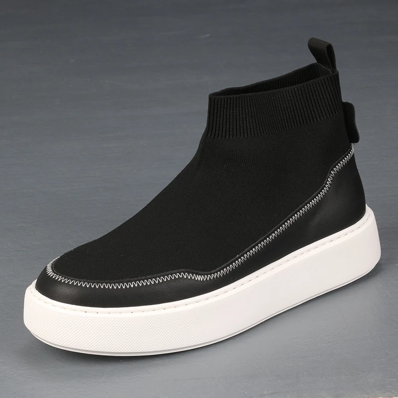 

New Black Trendy And Versatile Lightweight And Comfortable Socks, Thick Soles, Raised Mesh, Men's Trendy Shoes