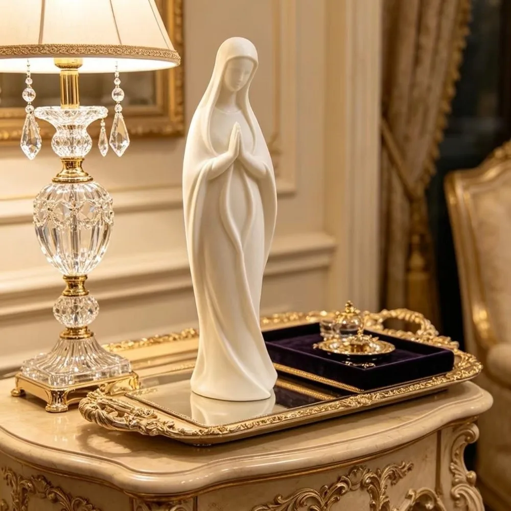 3D Printed Praying Virgin Mary Statue Catholic Minimalist Blessed Mother Ornament Scratch Resistant Hands Clasped